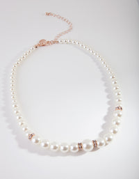 Rose Gold Diamante Disc Pearl Necklace - link has visual effect only