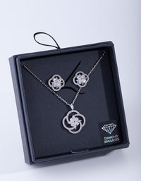 Diamond Simulant Twist Flower Jewellery Set - link has visual effect only