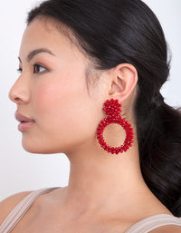 Red Cluster Bead Earrings - link has visual effect only