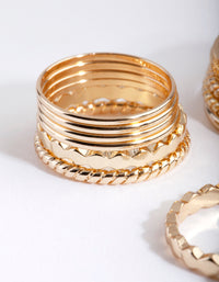 Gold Textured Band Ring 8-Pack - link has visual effect only