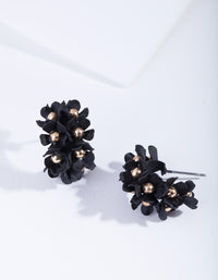 Black Mini Flower Cluster Hoop Earrings - link has visual effect only