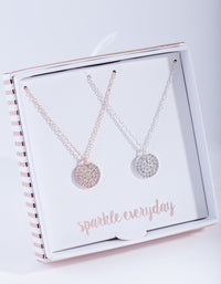 Mixed Metal Pave Disc Necklace Gift Box - link has visual effect only