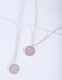 Mixed Metal Pave Disc Necklace Gift Box - link has visual effect only