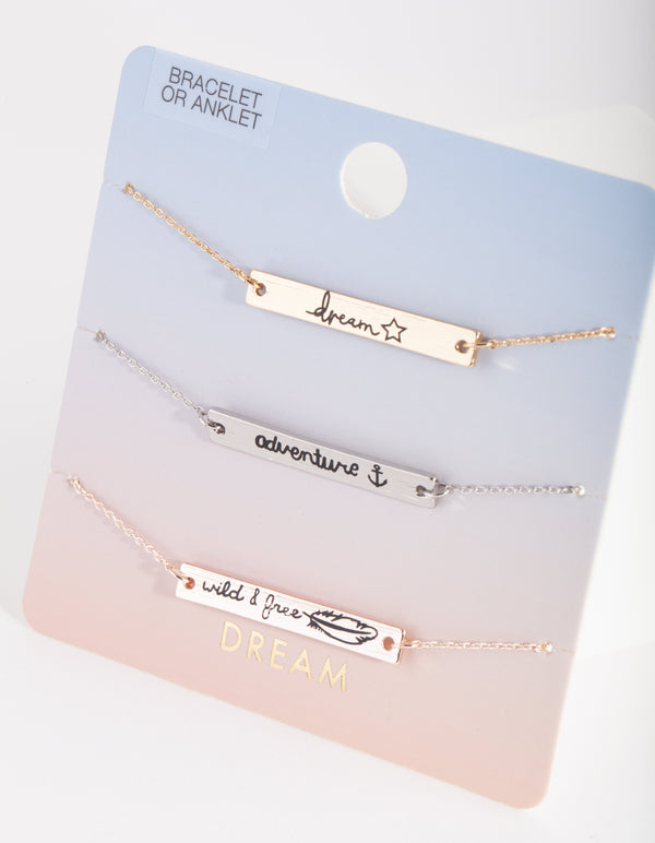 Mixed Metal Affirmation Bracelet Anklet Pack