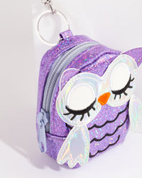 Kids Purple Iridescent Owl Purse Keyring - link has visual effect only