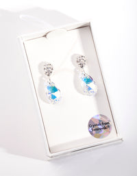 Silver Diamond Simulant Faceted Teardrop Earrings - link has visual effect only