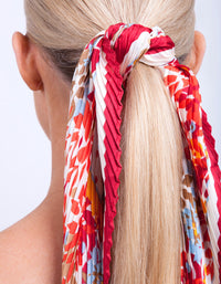 Red Pleated Fabric Bandana Hair Scarf - link has visual effect only