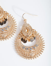 Mini Gold Diamante Disc Bohemian Earrings - link has visual effect only