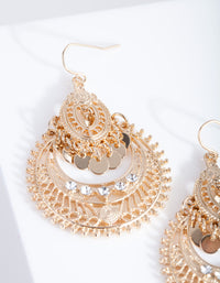 Mini Gold Diamante Disc Bohemian Earrings - link has visual effect only