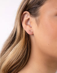 Gold Plated Sterling Silver 4 Diamante Crawler Earrings - link has visual effect only