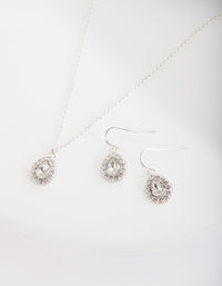 Diamond Simulant Teardrop Earrings & Necklace Set - link has visual effect only