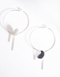 Silver Disc & Line Hoop Earrings - link has visual effect only