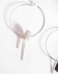 Silver Disc & Line Hoop Earrings - link has visual effect only