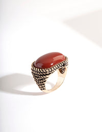 Antique Gold Swirl Brown Stone Ring - link has visual effect only