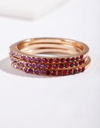 Tones of Red Ombre Diamante Ring Pack - link has visual effect only