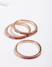 Tones of Red Ombre Diamante Ring Pack - link has visual effect only