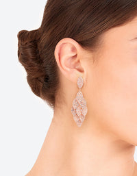 Rose Gold Diamante Multi Leaf Earrings - link has visual effect only