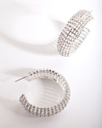 Silver Thick Diamante Hoop Earrings - link has visual effect only