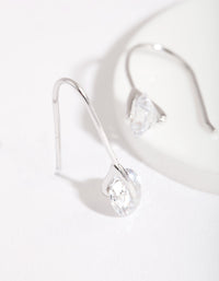 Sterling Silver Cubic Zirconia Sleek Drop Earrings - link has visual effect only