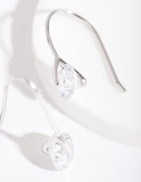 Sterling Silver Cubic Zirconia Sleek Drop Earrings - link has visual effect only