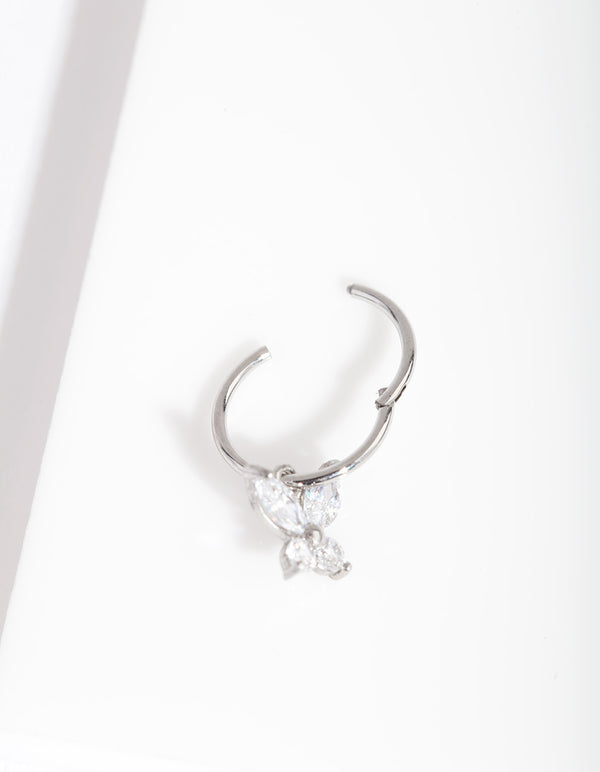 Surgical Steel Cubic Zirconia Butterfly Clicker Earring