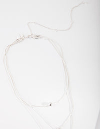 Silver 3 Row Bead Necklace - link has visual effect only