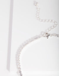 Silver Cubic Zirconia Cupchain Anklet - link has visual effect only