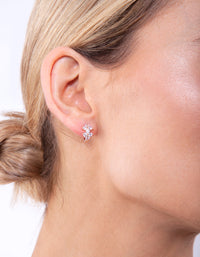 Rose Gold Double Flower Huggie Earrings - link has visual effect only