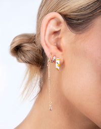 Gold Diamante Set Huggie Earrings - link has visual effect only