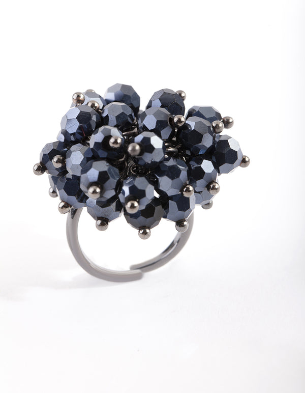 Navy Gem Cluster Ring