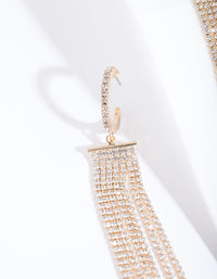 Gold Diamante Fringe Huggie Earrings - link has visual effect only