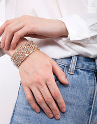 Gold Embellished Stone Stretch Bracelet - link has visual effect only