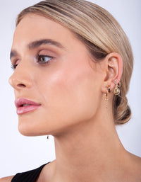 Gold Hexagon Huggie Earrings - link has visual effect only