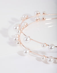 Rose Gold Double Pearl Row Headband - link has visual effect only