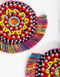 Fabric Bright Disc Tassel Earrings - link has visual effect only