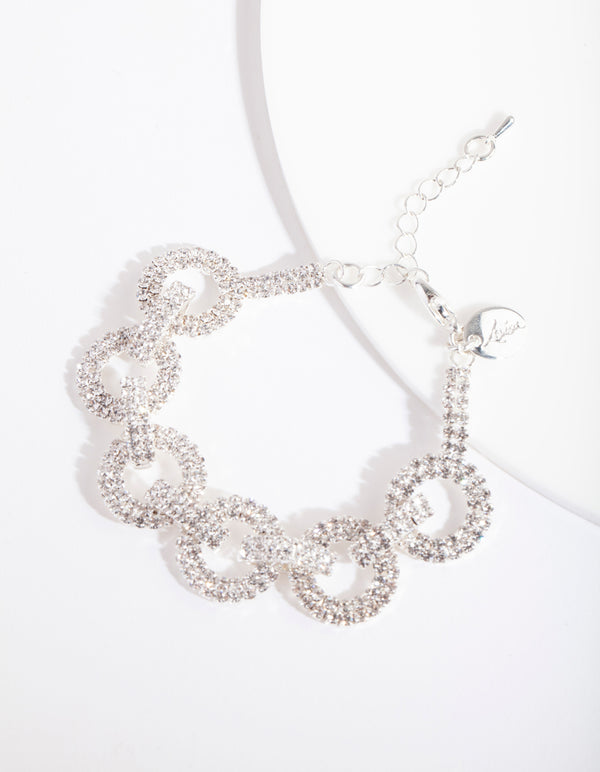 Silver Cupchain Diamante Link Bracelet