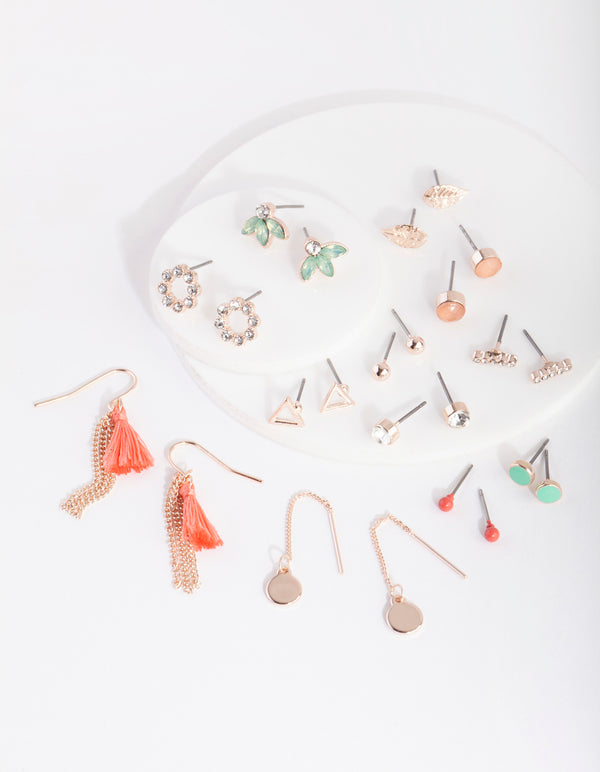 Rose Gold Pink Tassel Earring 12-Pack