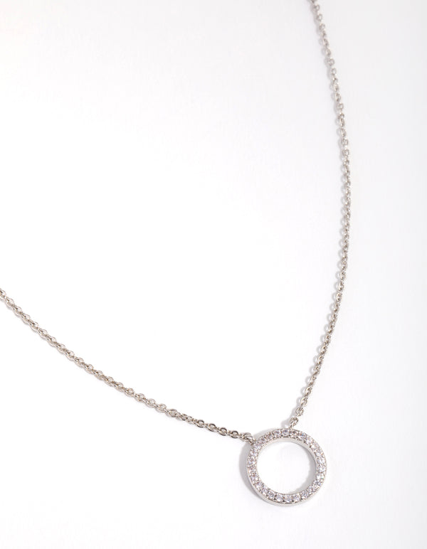 Silver Cubic Zirconia Open Circle Necklace