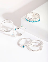 Silver Blue Diamante Ring 8-Pack - link has visual effect only