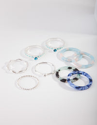 Silver Blue Marble Ring 9-Pack - link has visual effect only