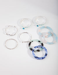 Silver Blue Marble Ring 9-Pack - link has visual effect only