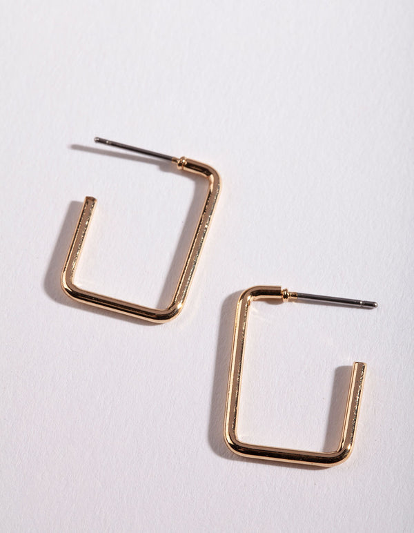 Gold Rectangle Hoop Earrings