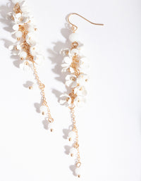 Gold White Flower Cluster Drop Earrings - link has visual effect only