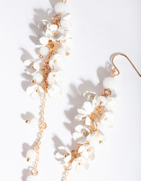 Gold White Flower Cluster Drop Earrings - link has visual effect only