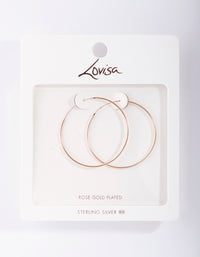 Rose Gold Plated Sterling Silver 40mm Plain Hoop Earrings - link has visual effect only