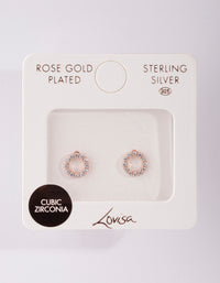 Rose Gold Plated Sterling Silver Pave Open Circle Stud Earrings - link has visual effect only