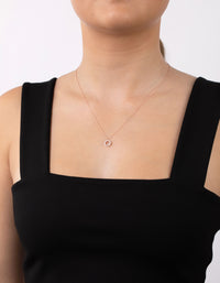 Rose Gold Plated Sterling Silver Cubic Zirconia Circle Necklace - link has visual effect only