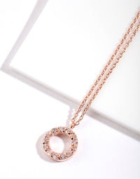 Rose Gold Plated Sterling Silver Cubic Zirconia Circle Necklace - link has visual effect only