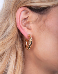 Gold Plated Twist Open Hoop Earrings - link has visual effect only