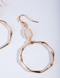 Gold Plated Clear Quartz Open Circle Earrings - link has visual effect only